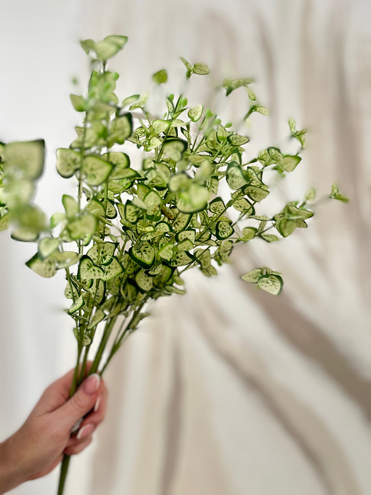 Faux Fresh Green and Cream Small Leaf Spray