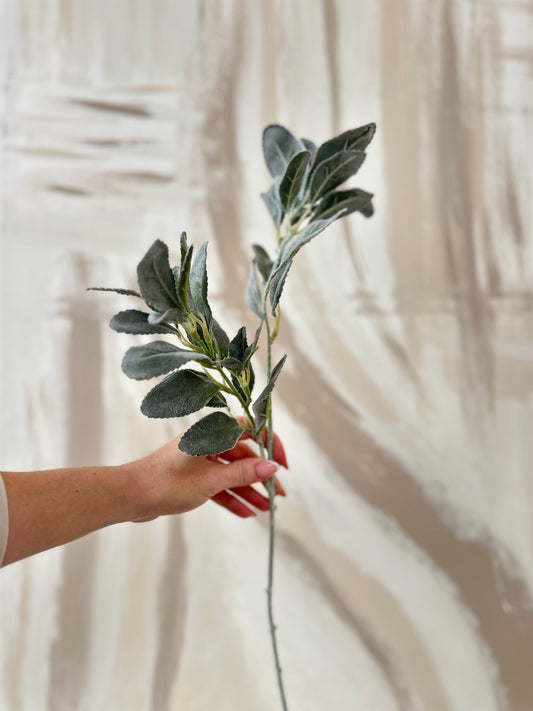 Faux Green Lambs Ears Leaf Stem