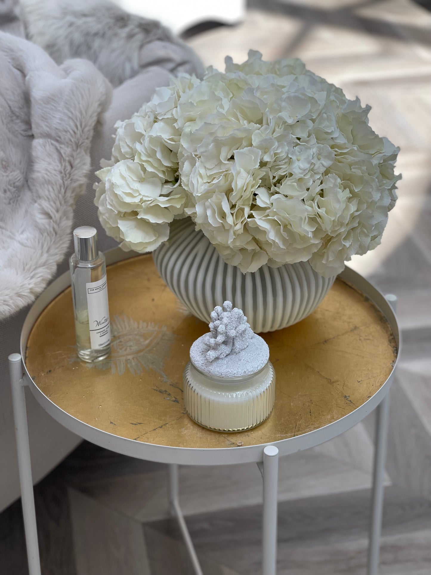 Signature White Hydrangea Faux Flower Stem