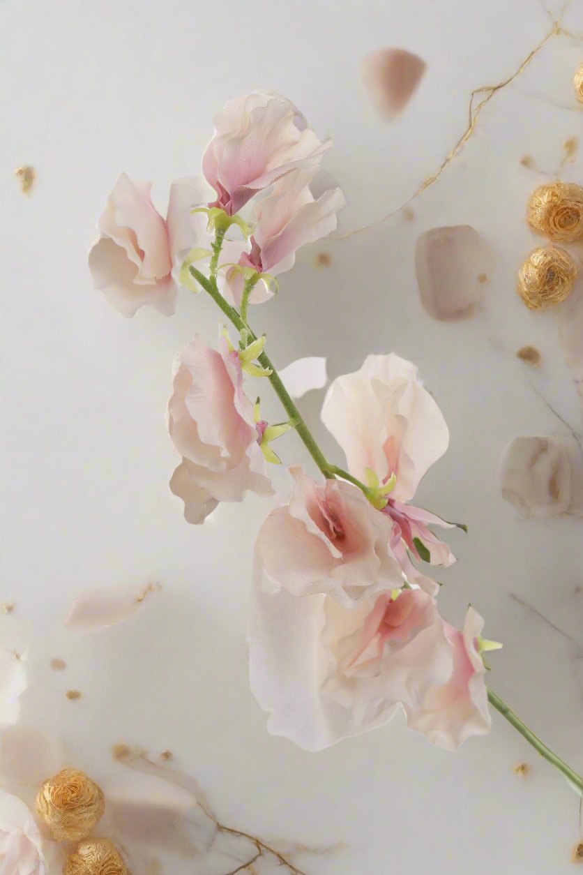 Pretty silk pale pink sweet peas