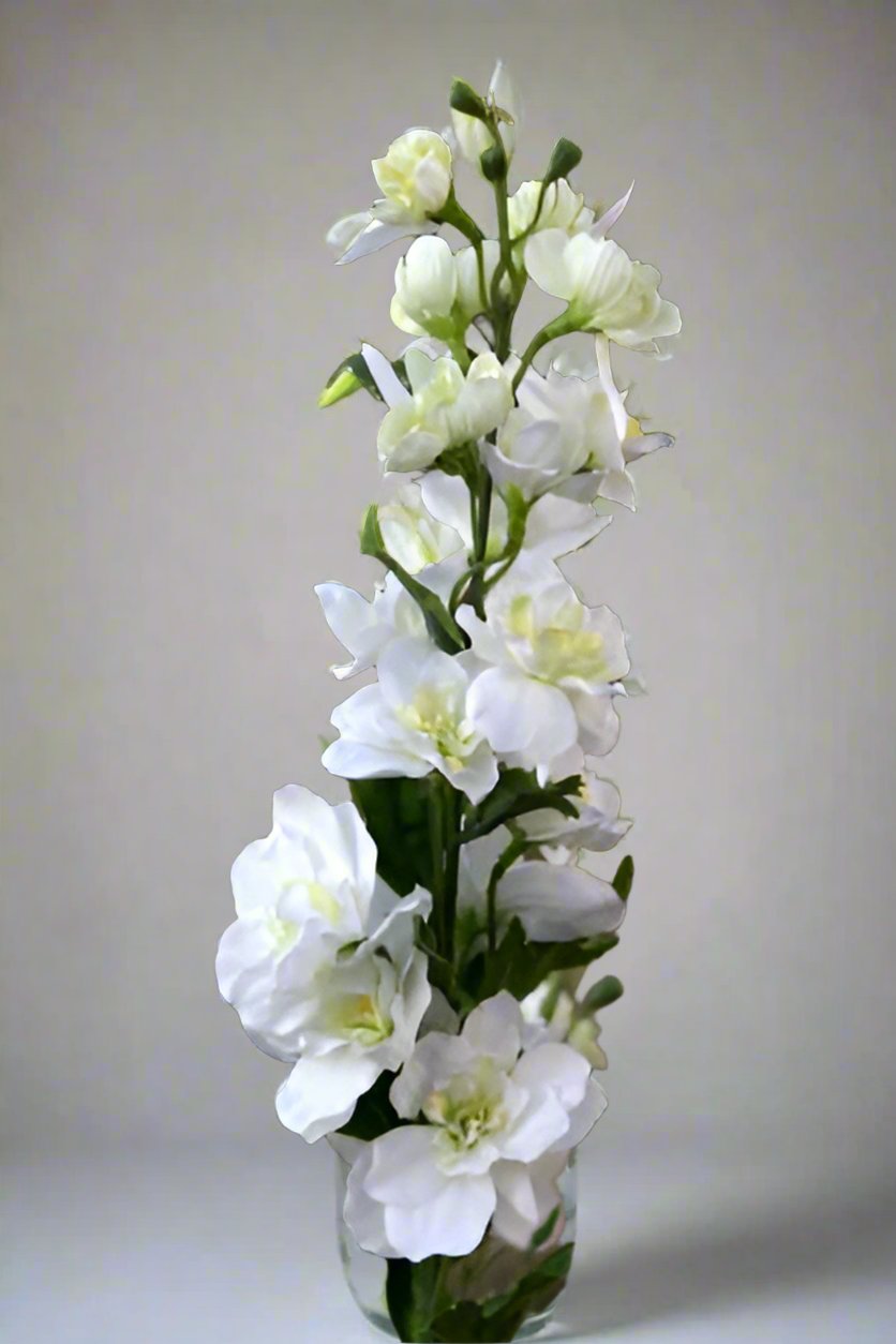 Faux Elegant White Delphinium Stem