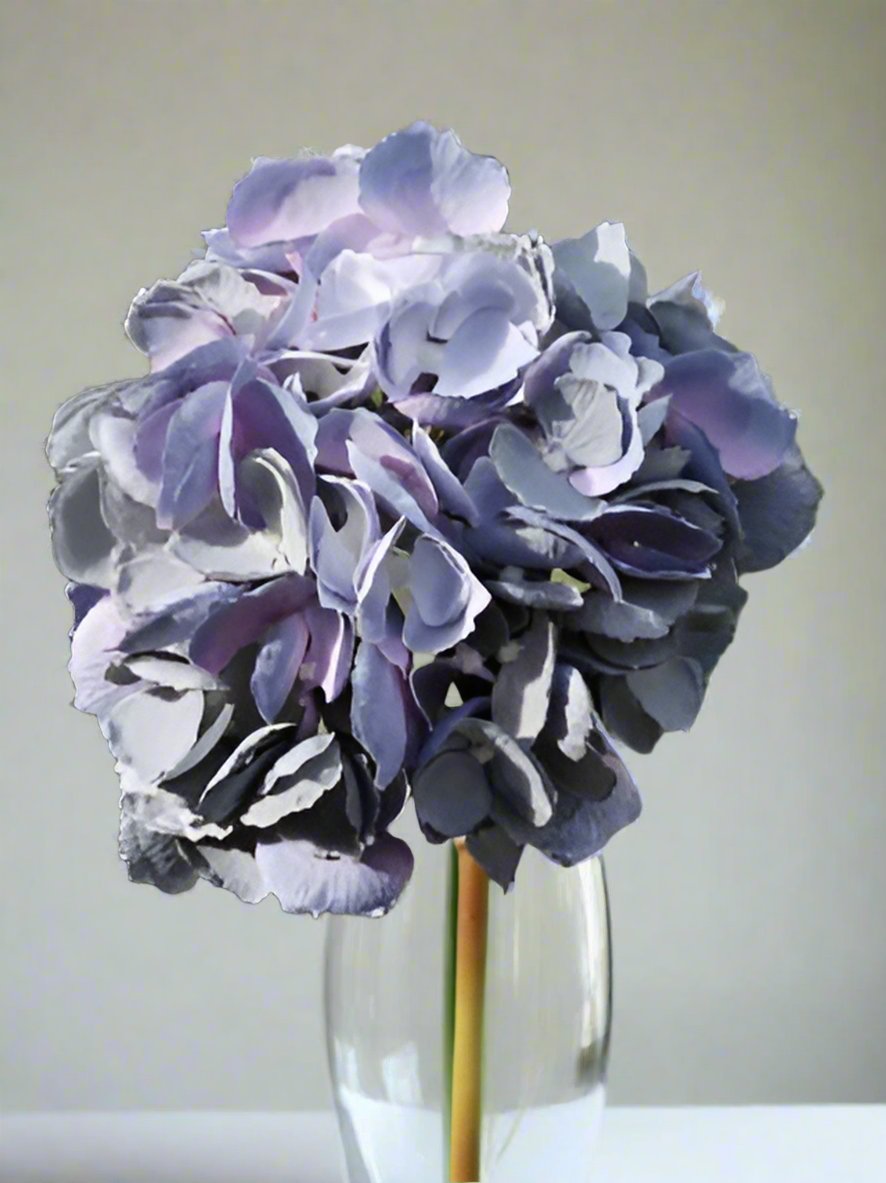 Dusky Blue Faux Hydrangea  Long  Stem