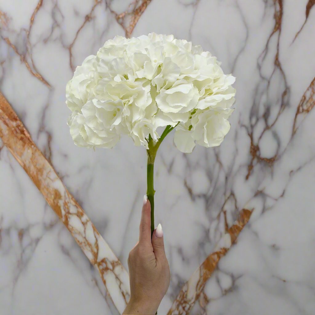 Signature White Faux Hydrangea Stem