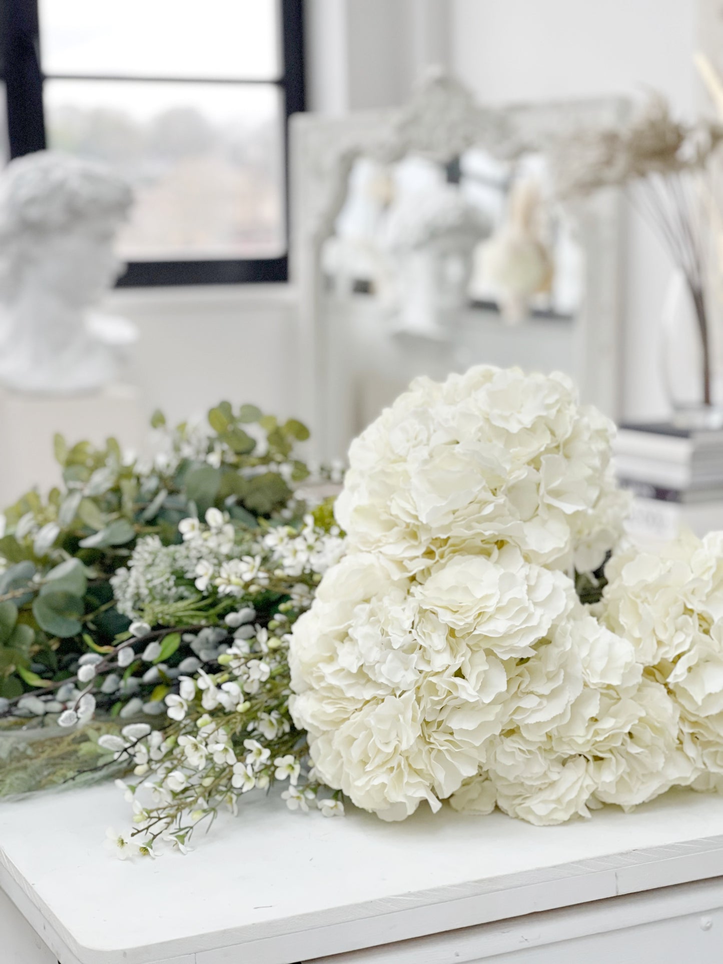 Signature White Hydrangea Faux Flower Stem