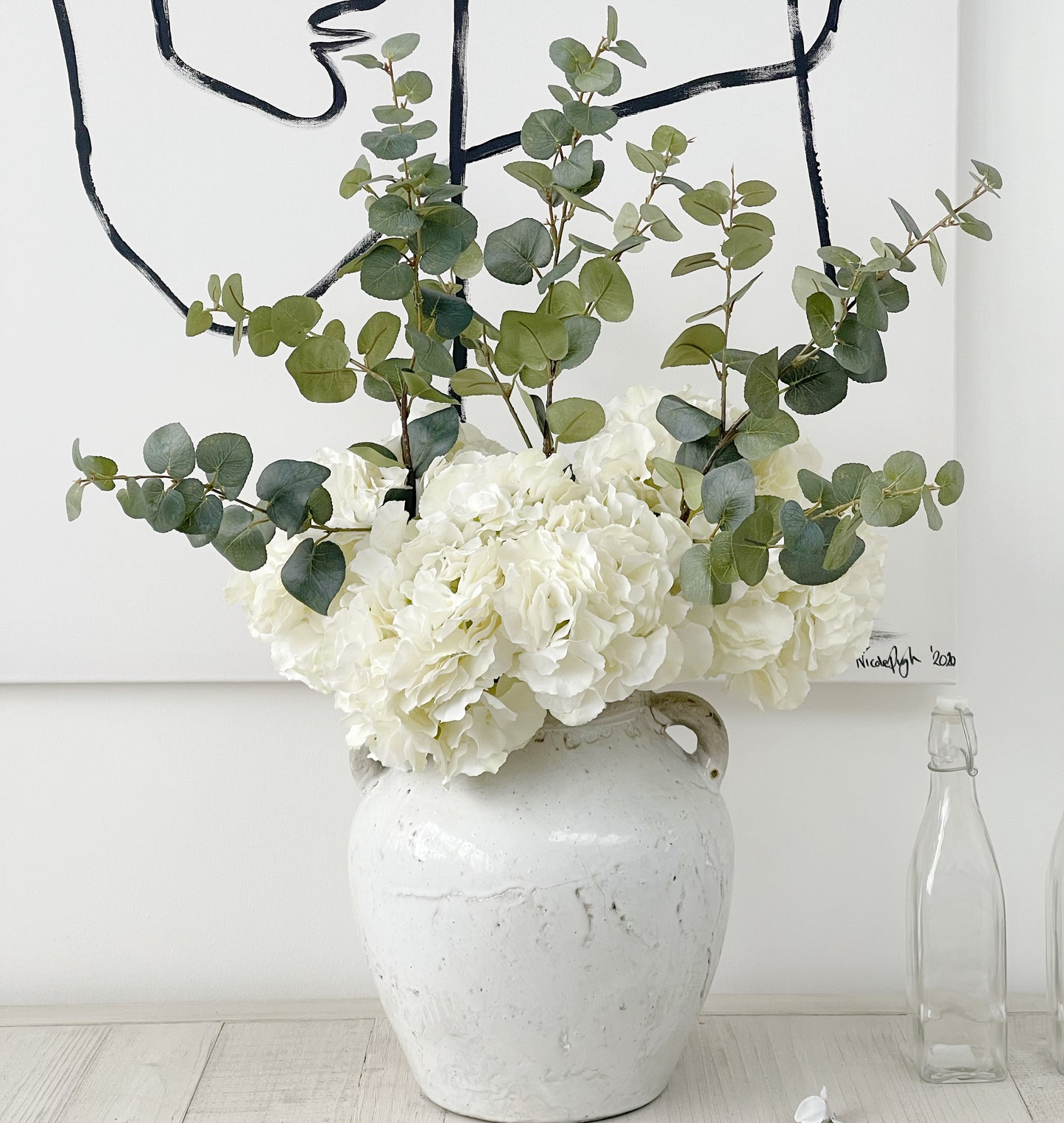 Signature White Hydrangea Faux Flower Stem