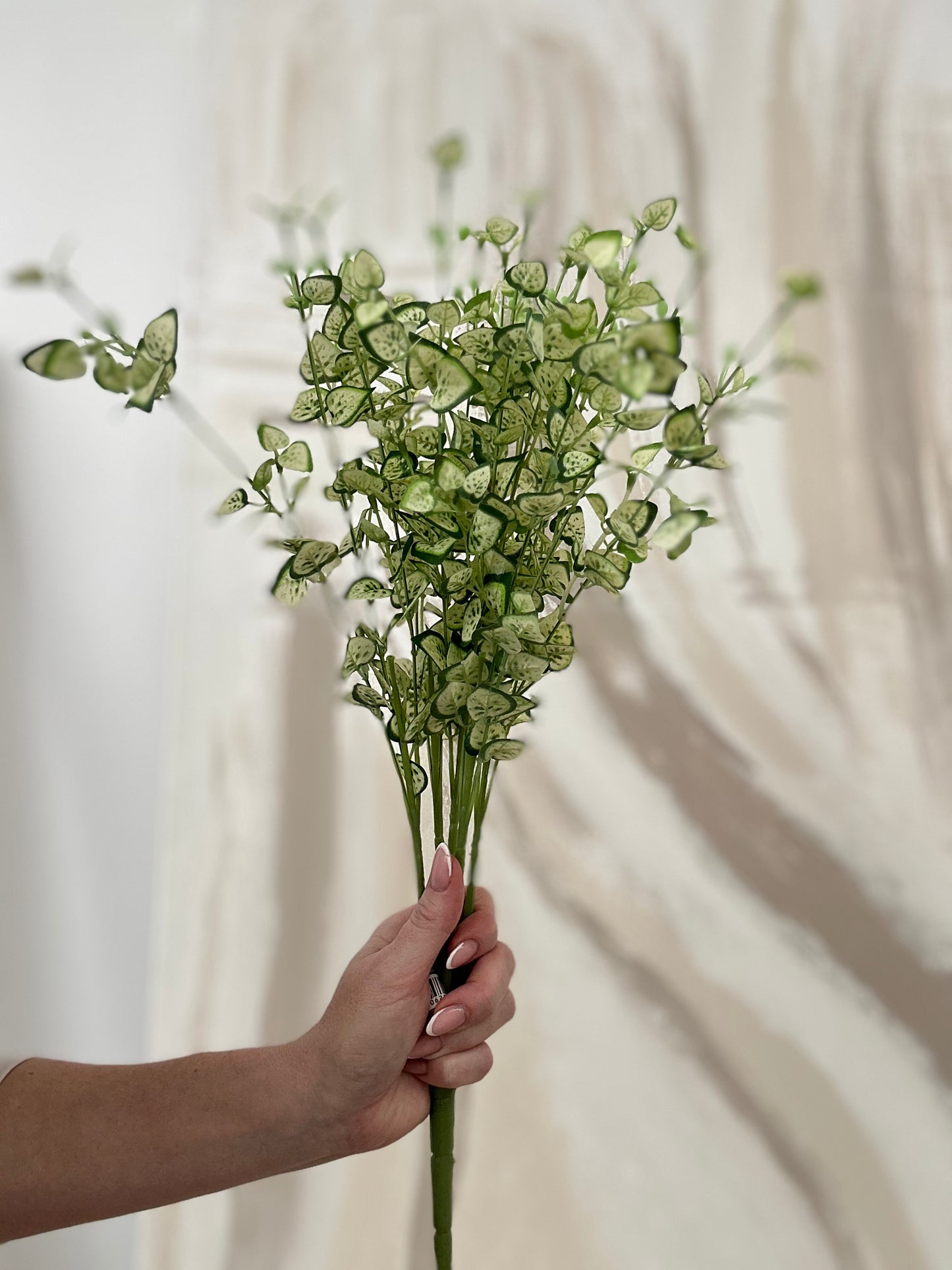 Faux Fresh Green and Cream Small Leaf Spray