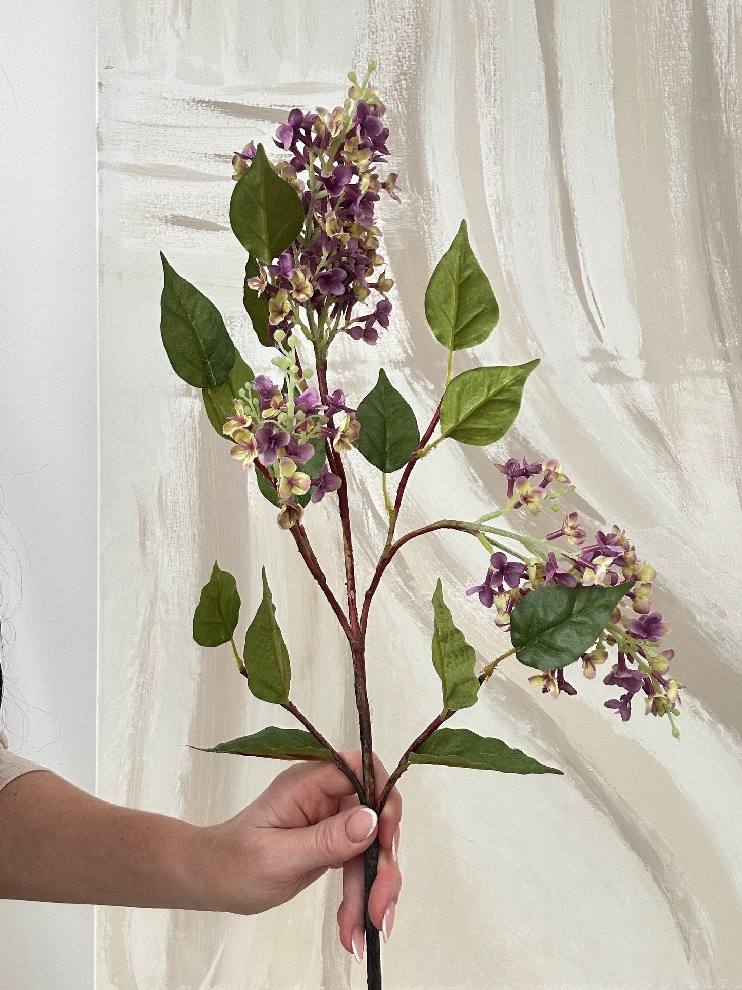 Faux Mauve Pale Green Lilac Stem