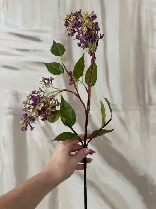 Faux Mauve Pale Green Lilac Stem