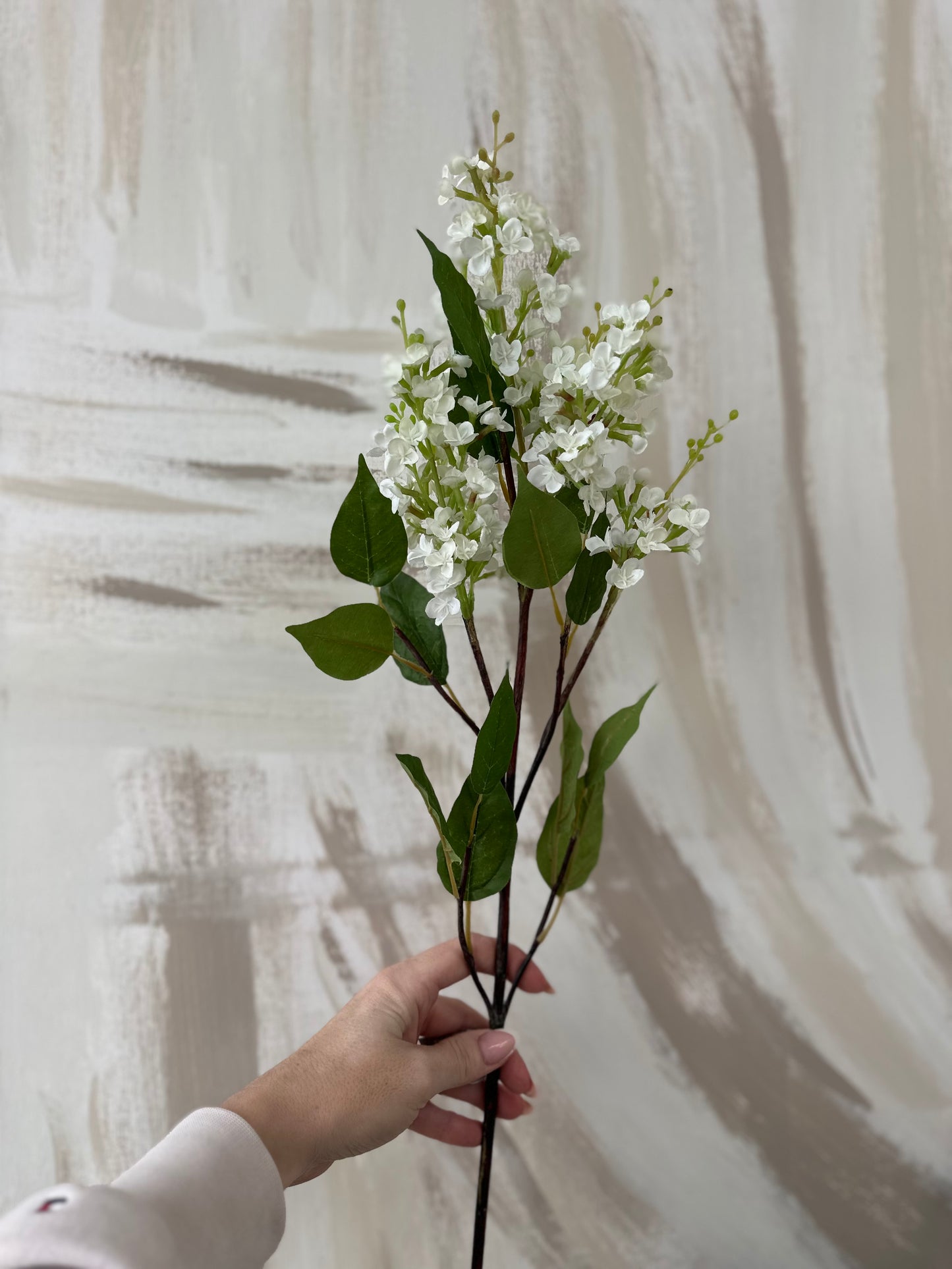 Faux White Lilac Long Stem