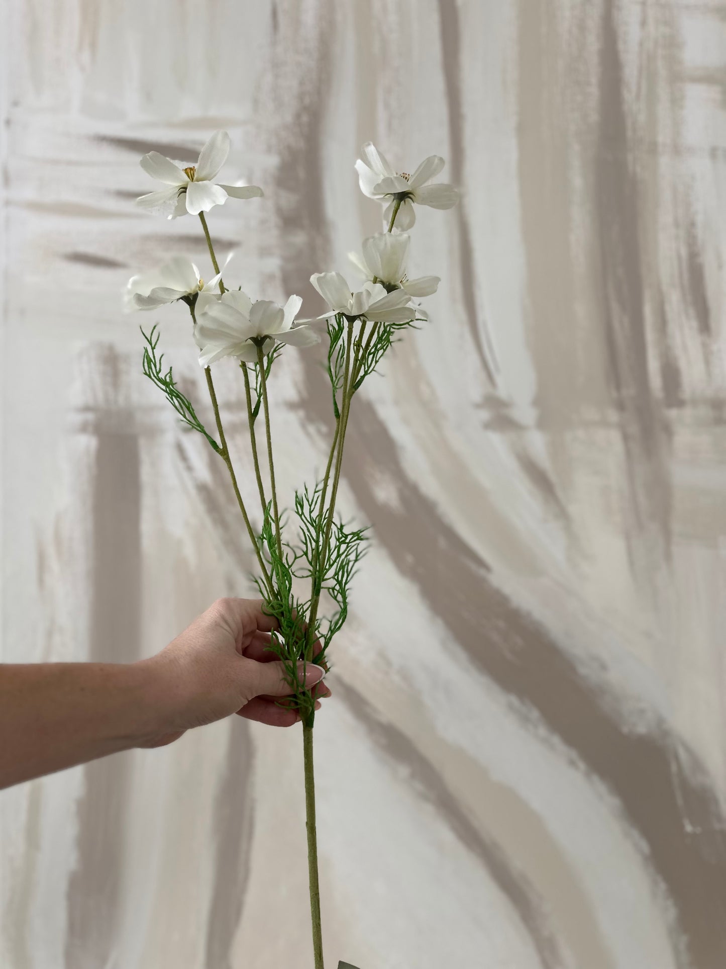 Elegant White Faux Cosmos Daisy Stem