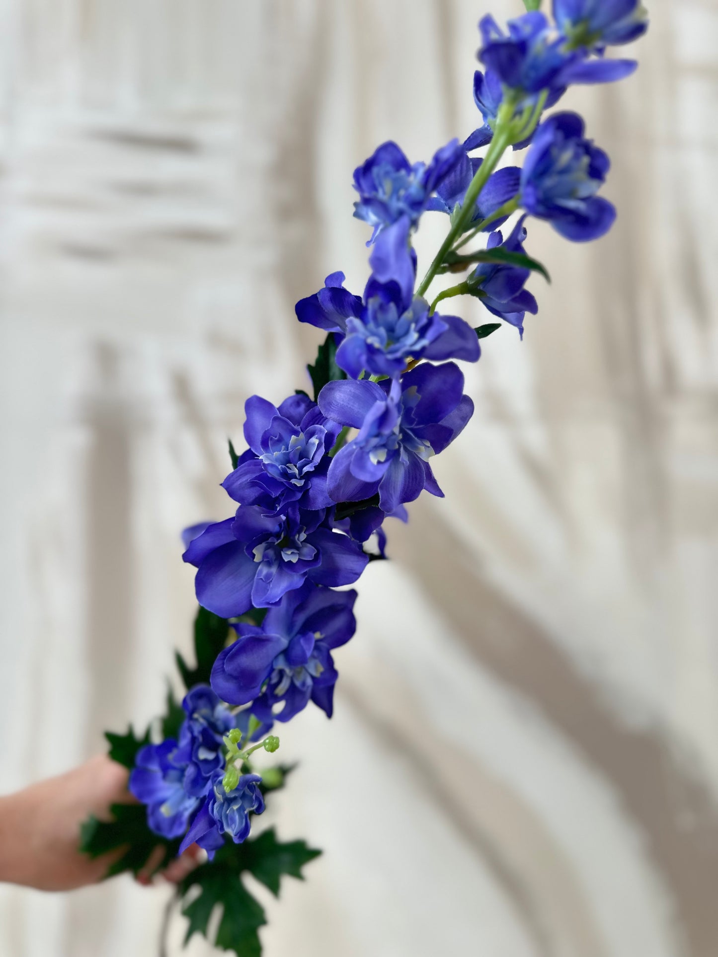 Faux Deep Blue Delphinium Stem