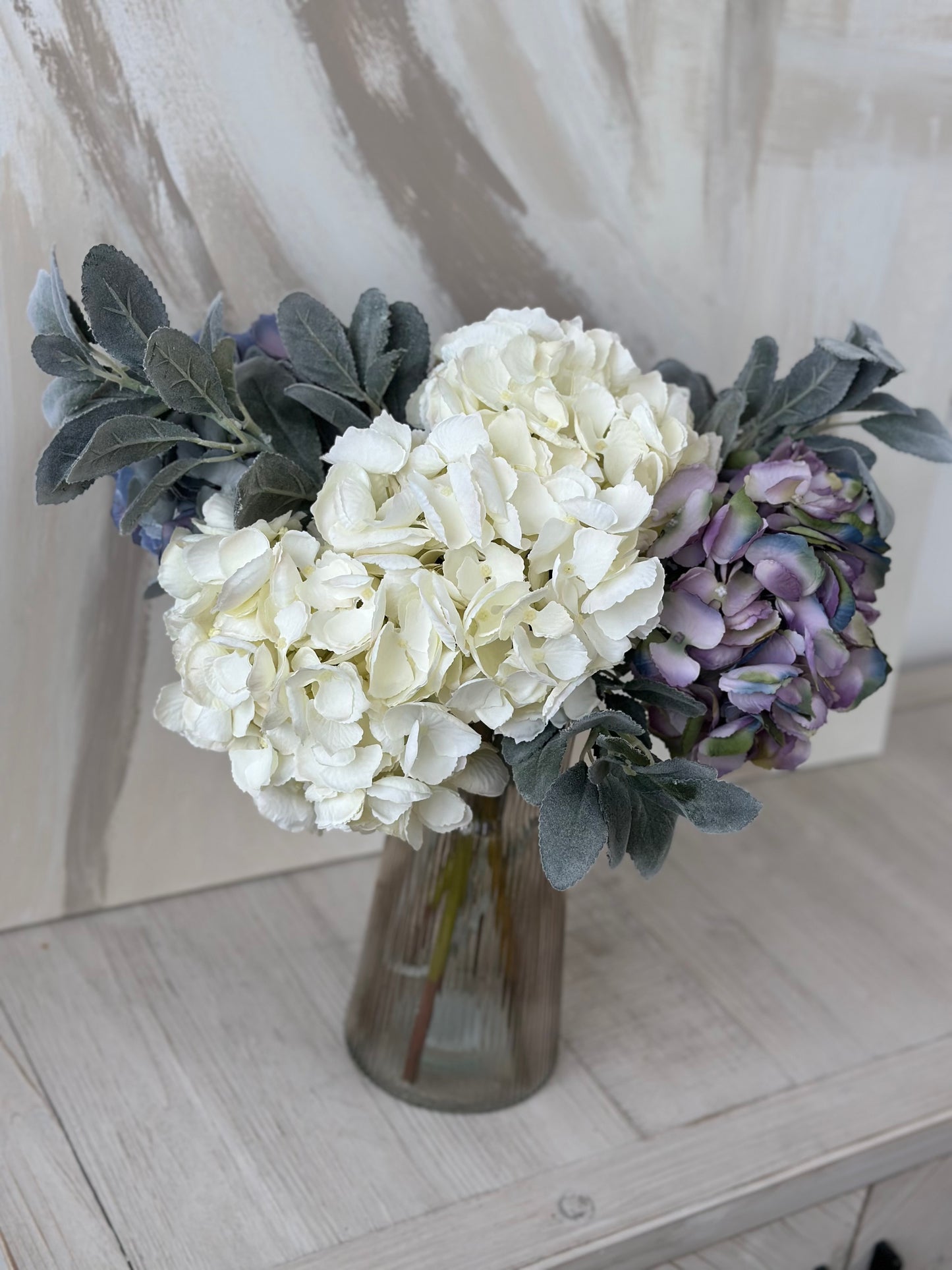 White Elegant Faux Hydrangea Medium Stem