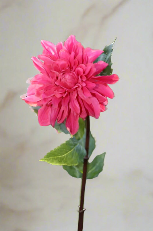 Faux Deep Pink Dahlia Stem