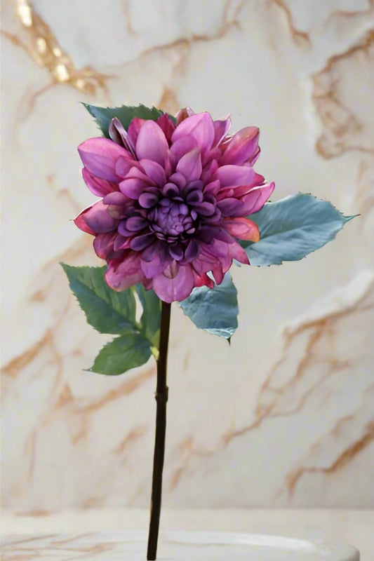 Faux Deep Mauve Dahlia Stem