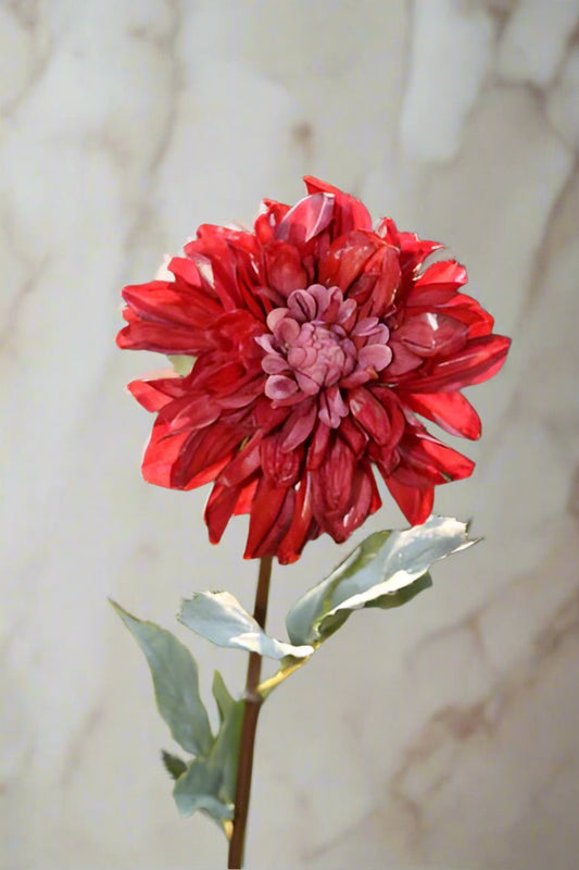 Faux Red Dahlia Stem