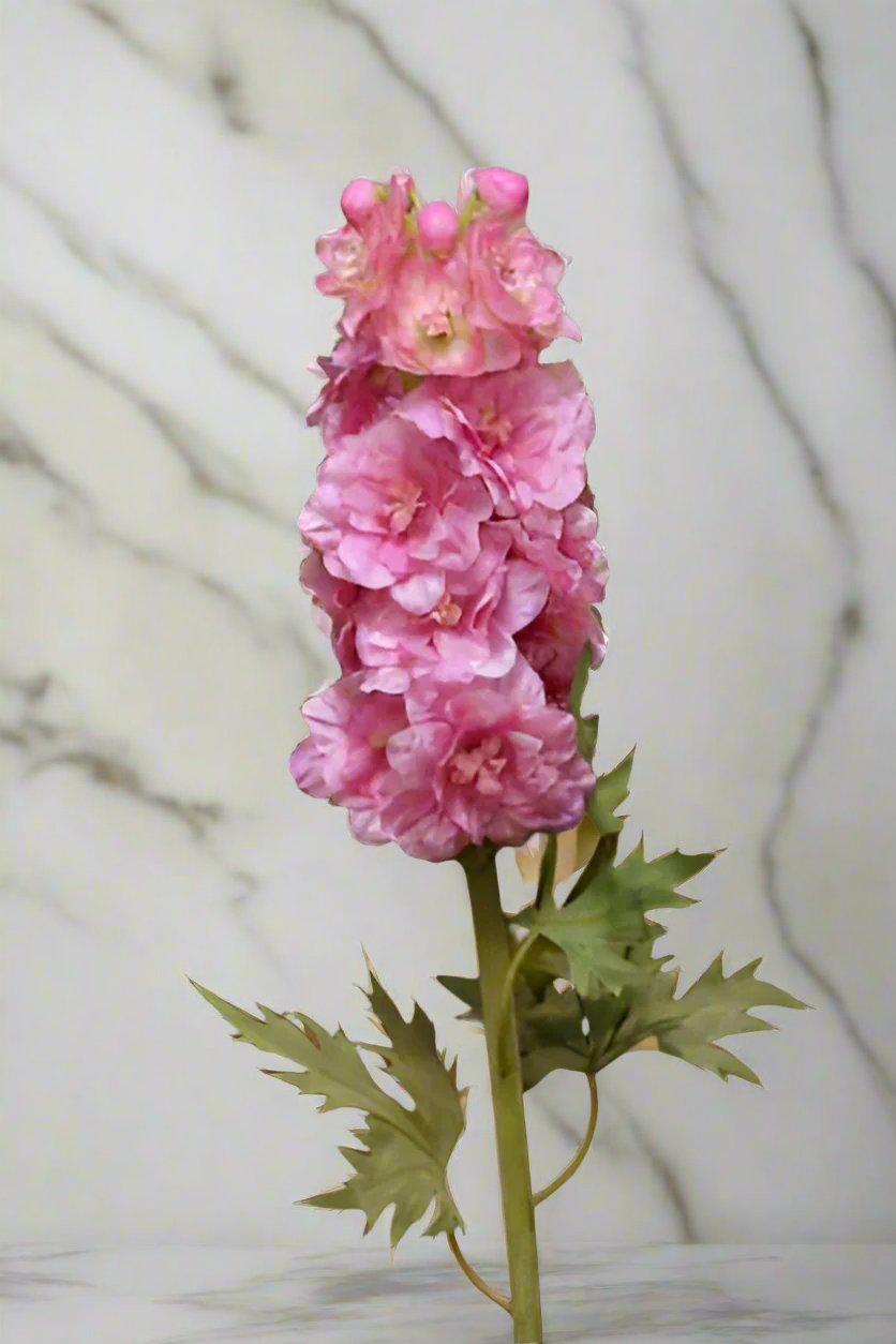 Faux Bright Pink Double Delphiniums Stem