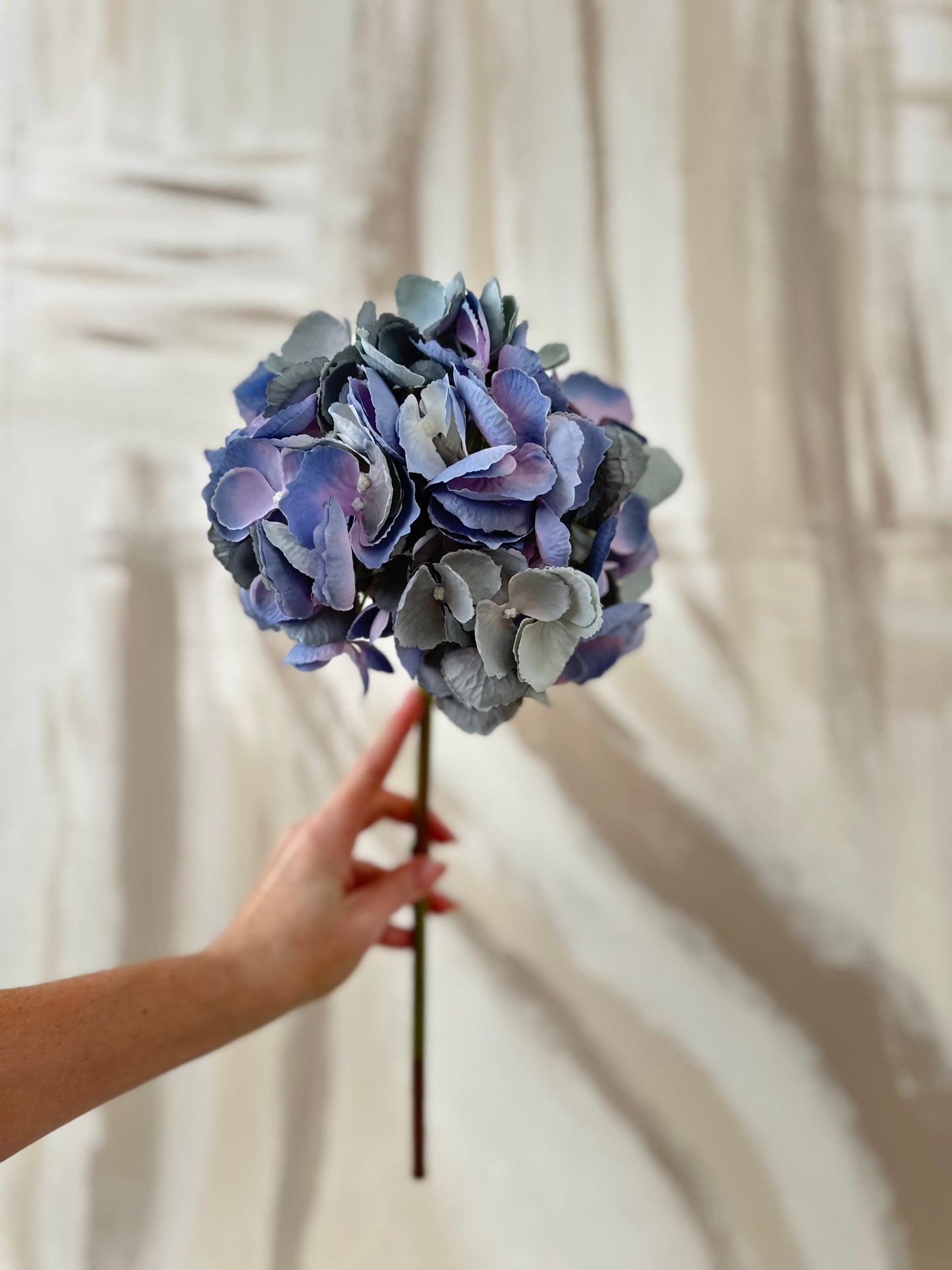 Mixed Blue Faux Hydrangea Medium Stem