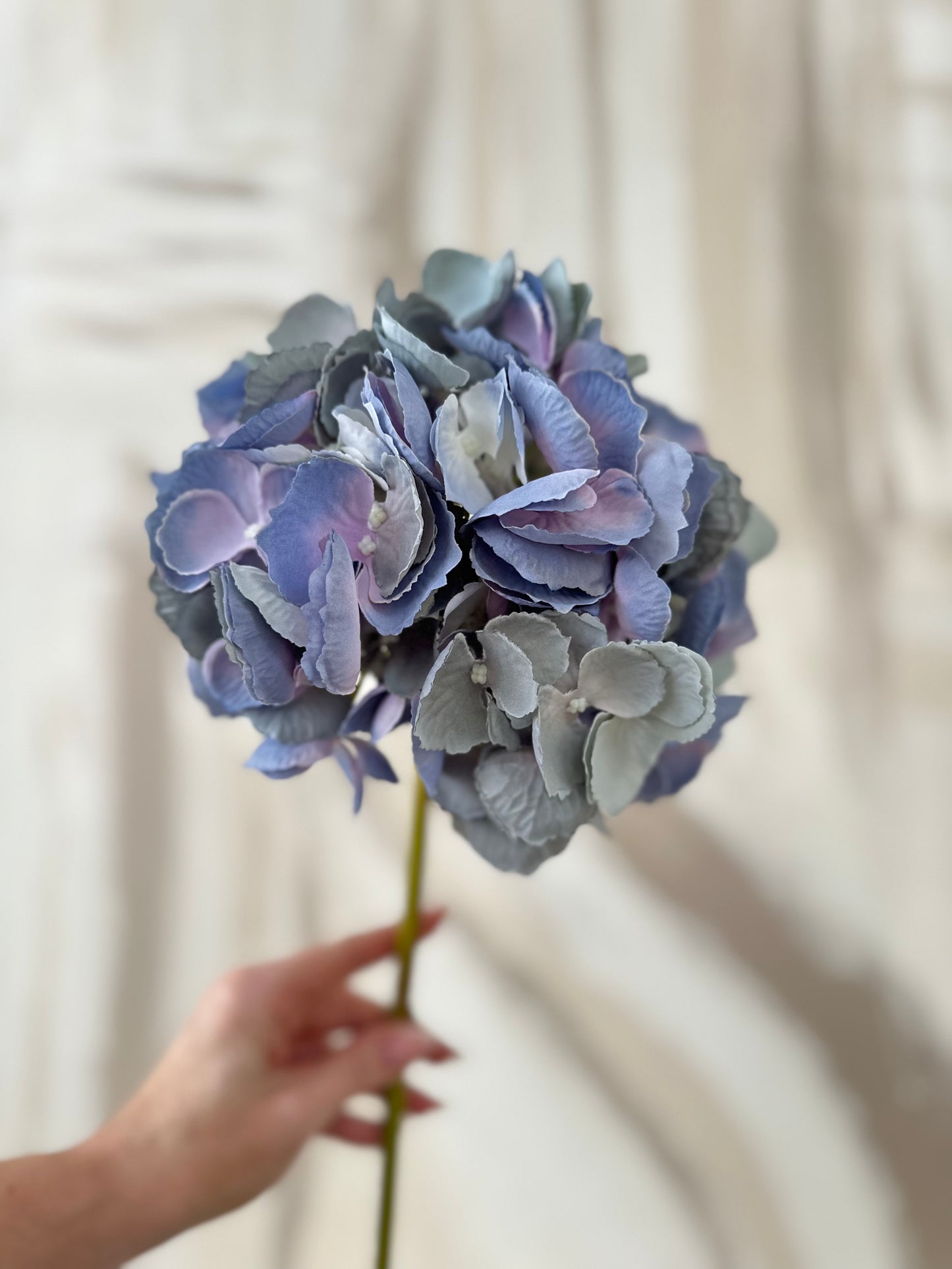 Mixed Blue Faux Hydrangea Medium Stem