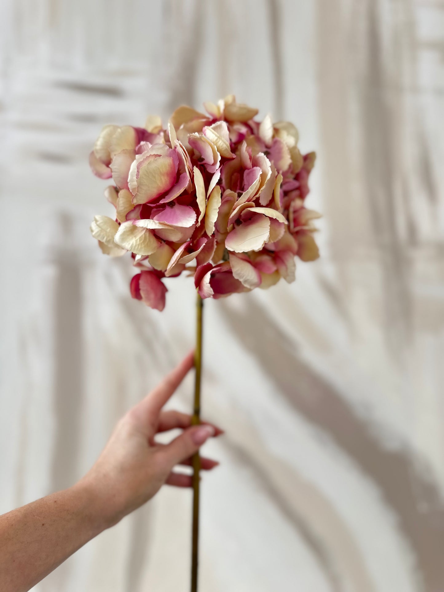 Mixed Pink Faux Hydrangea Medium Stem