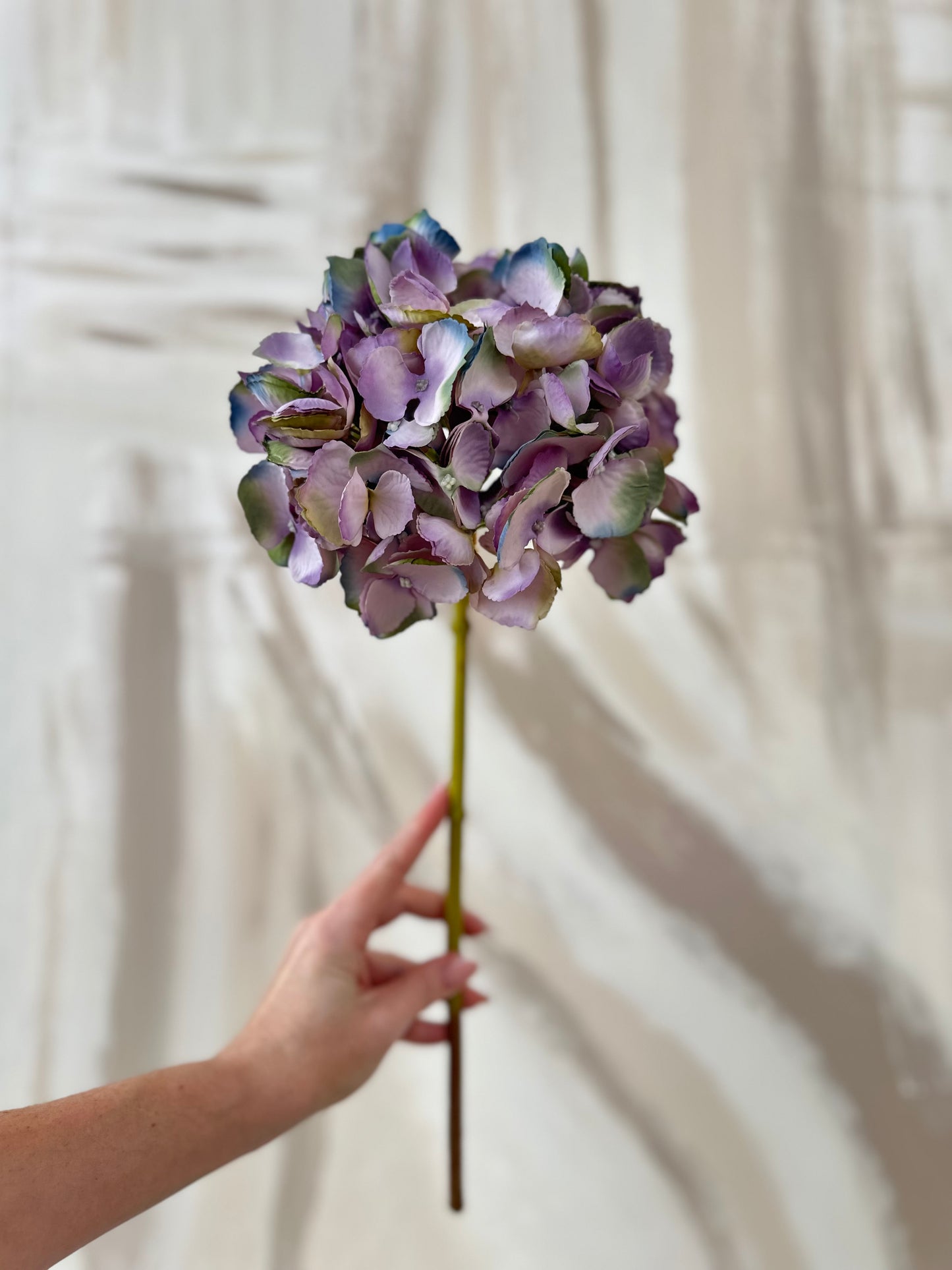 Signature Watercolour Purple Faux Hydrangea Medium Stem