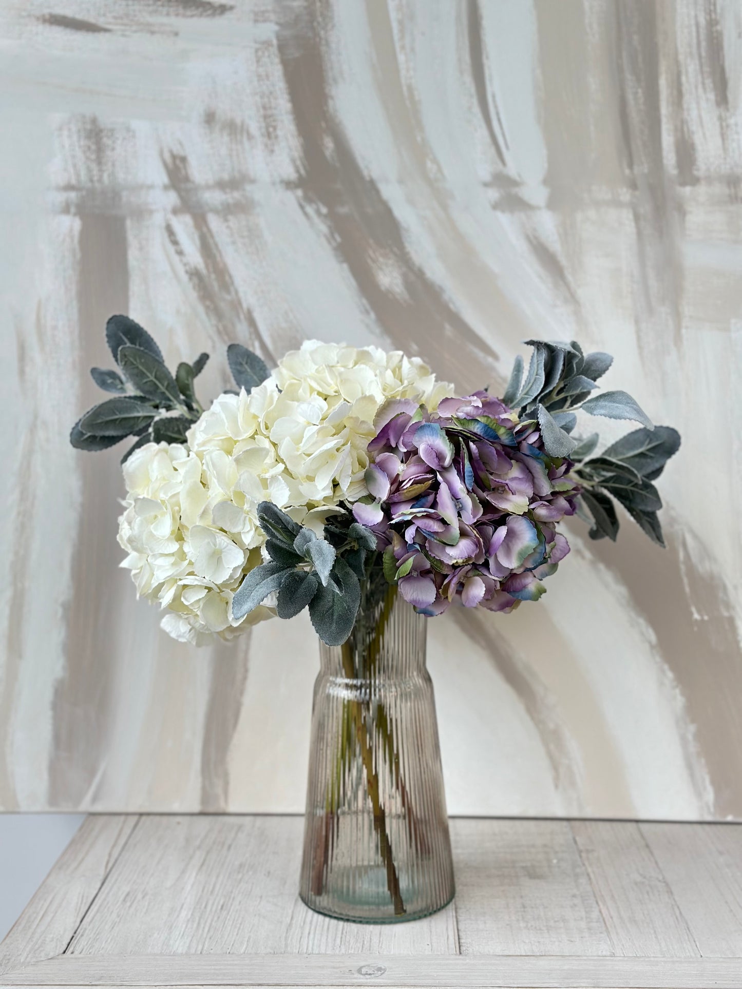 Signature Watercolour Purple Faux Hydrangea Medium Stem