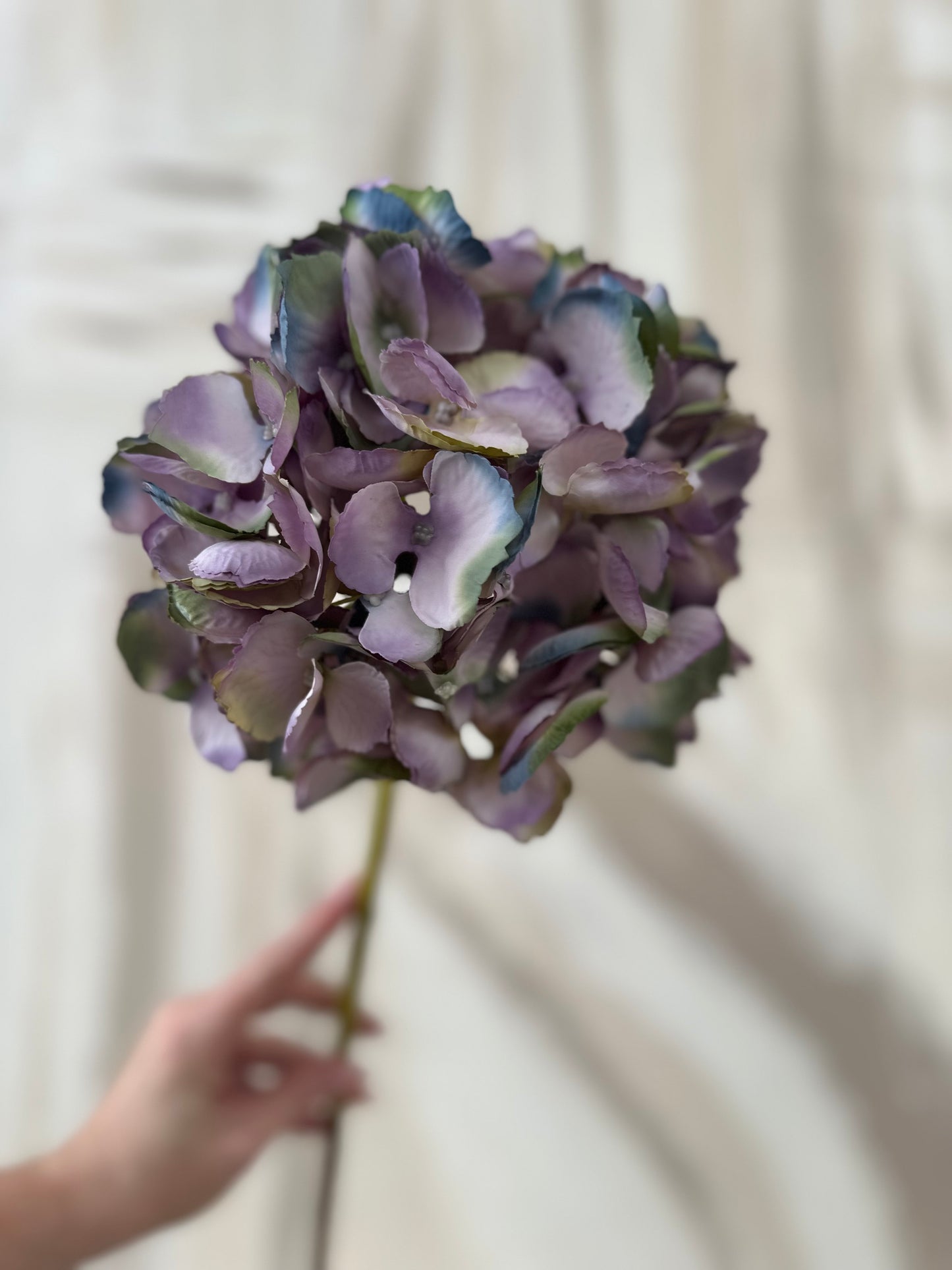 Signature Watercolour Purple Faux Hydrangea Medium Stem