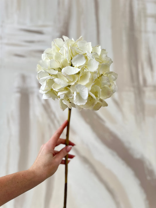 White Elegant Faux Hydrangea Medium Stem