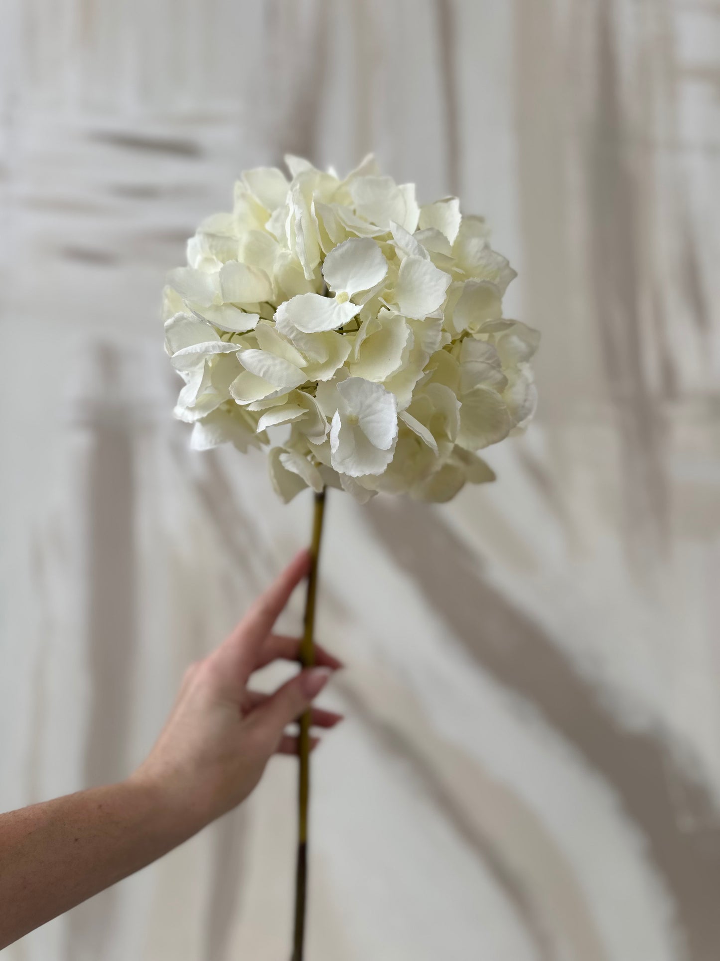 White Elegant Faux Hydrangea Medium Stem