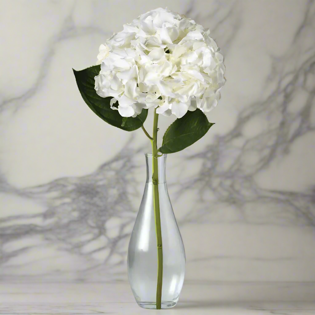 Long Stem Faux White Hydrangea Stem