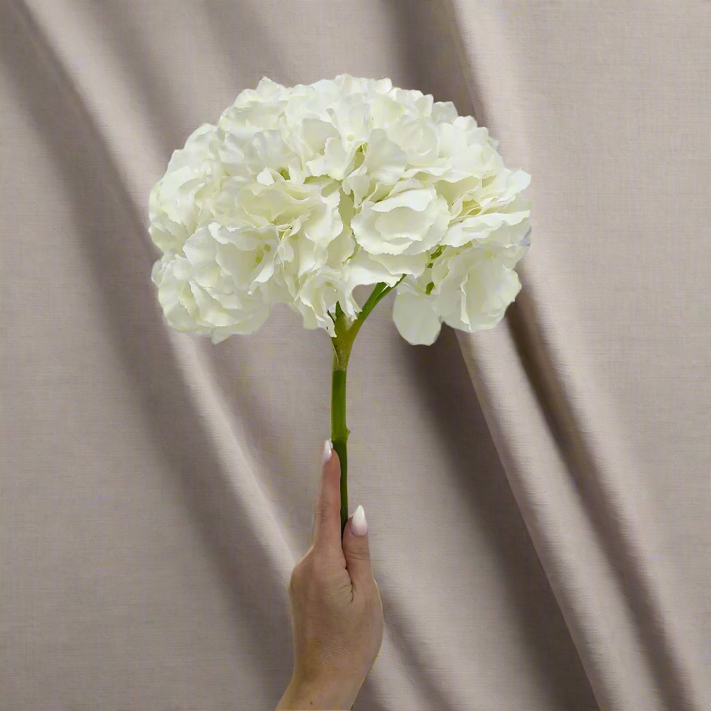 Signature White Hydrangea Faux Flower Stem