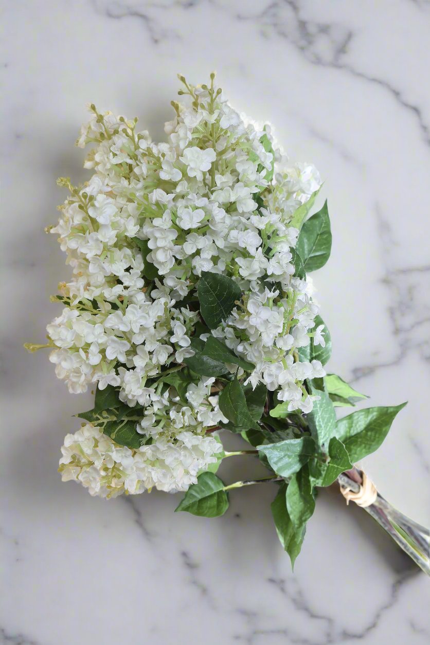 Luscious white silk long stemmed lilac