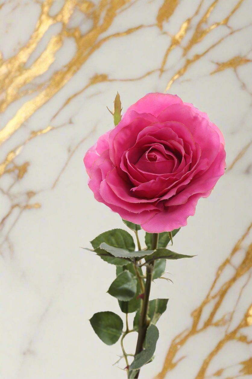 Beautiful bright pink silk Hybrid Tea rose