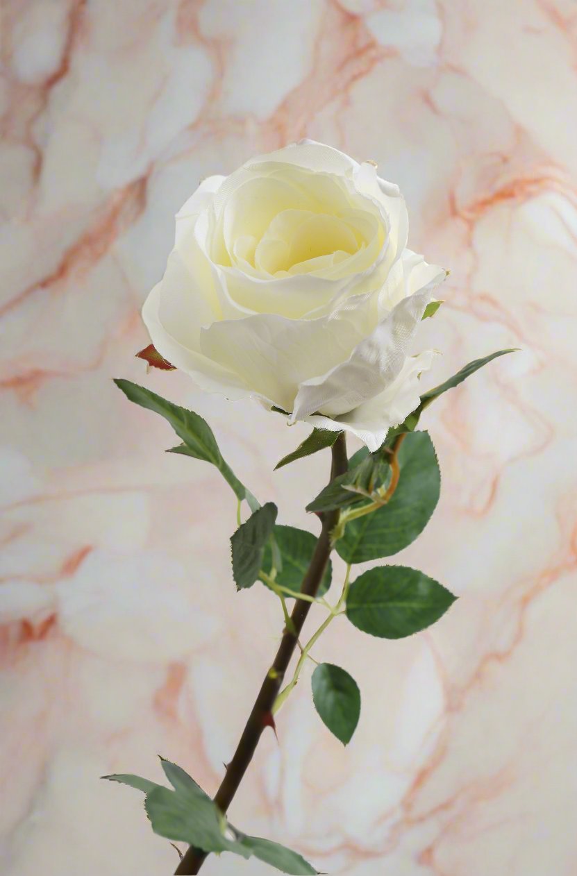 Brilliant large ivory silk rose bud