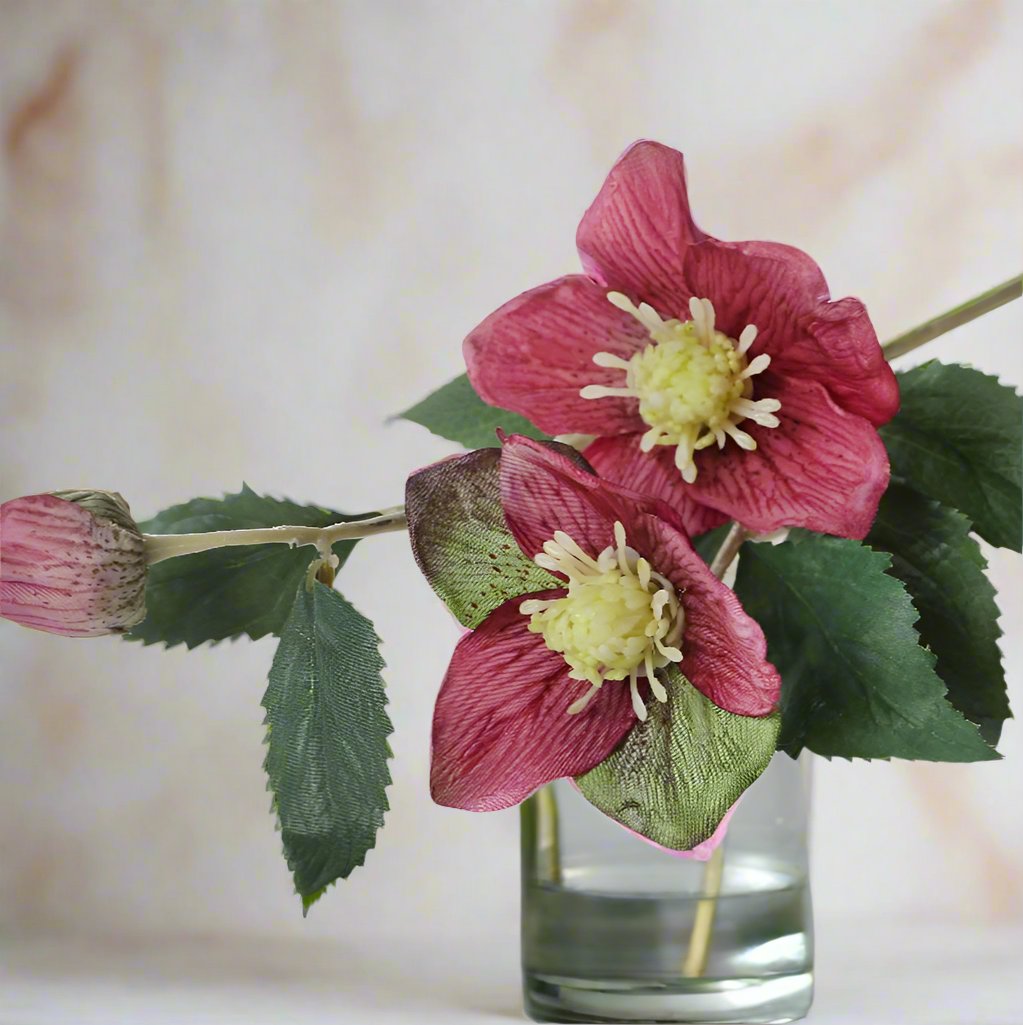 Divine dark pink artificial stem of hellebores